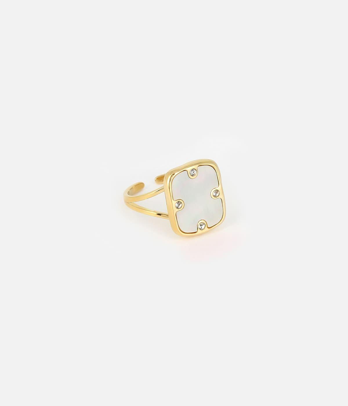 Bagues Ajustables | Bague Alicia – Acier doré / Nacre – Femme Bagues Bagues Ajustables