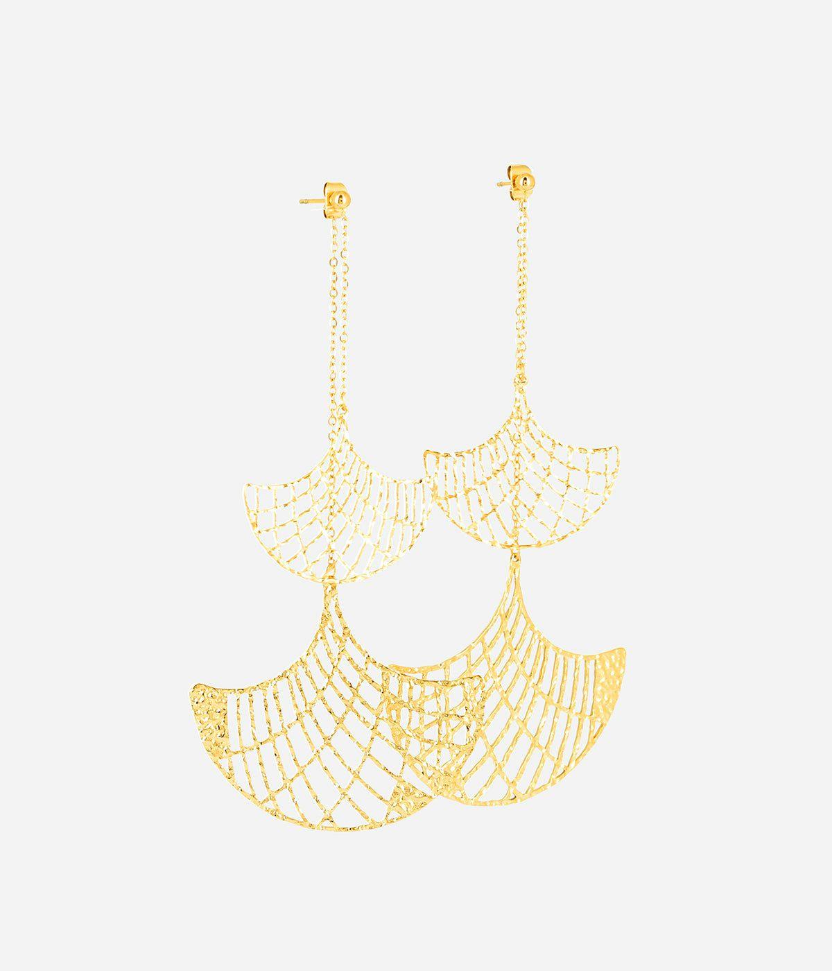 Boucles Longues – Larges | Boucles d’oreilles Idylle – Acier doré – Femme Boucles D'oreilles Boucles Longues - Larges