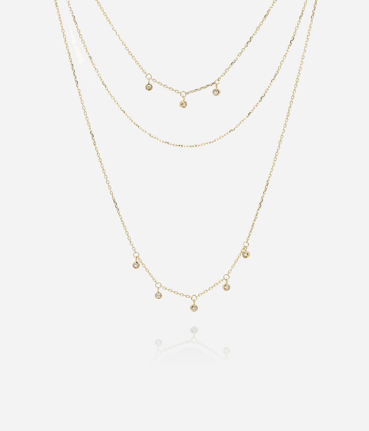 Colliers Multi-Rangs | Collier Genova – Acier doré / Blanc – Femme Colliers Colliers Multi-Rangs