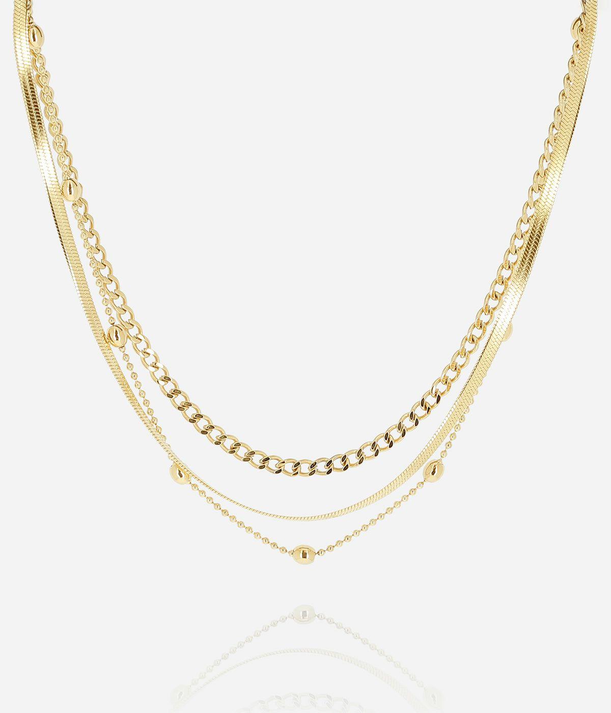 Colliers Multi-Rangs | Collier Lumineux – Acier doré – Femme Colliers Colliers Multi-Rangs