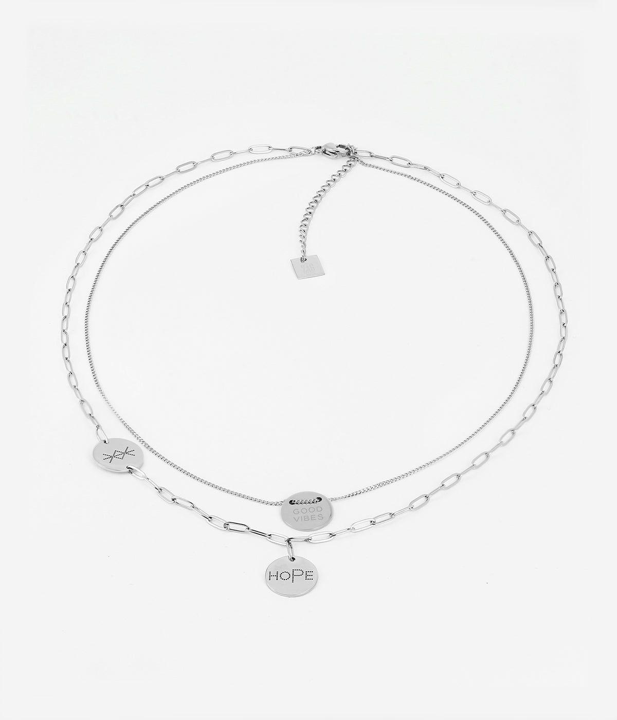 Colliers Multi-Rangs | Collier Multi Charm Hope – Acier – Femme Colliers Colliers Multi-Rangs