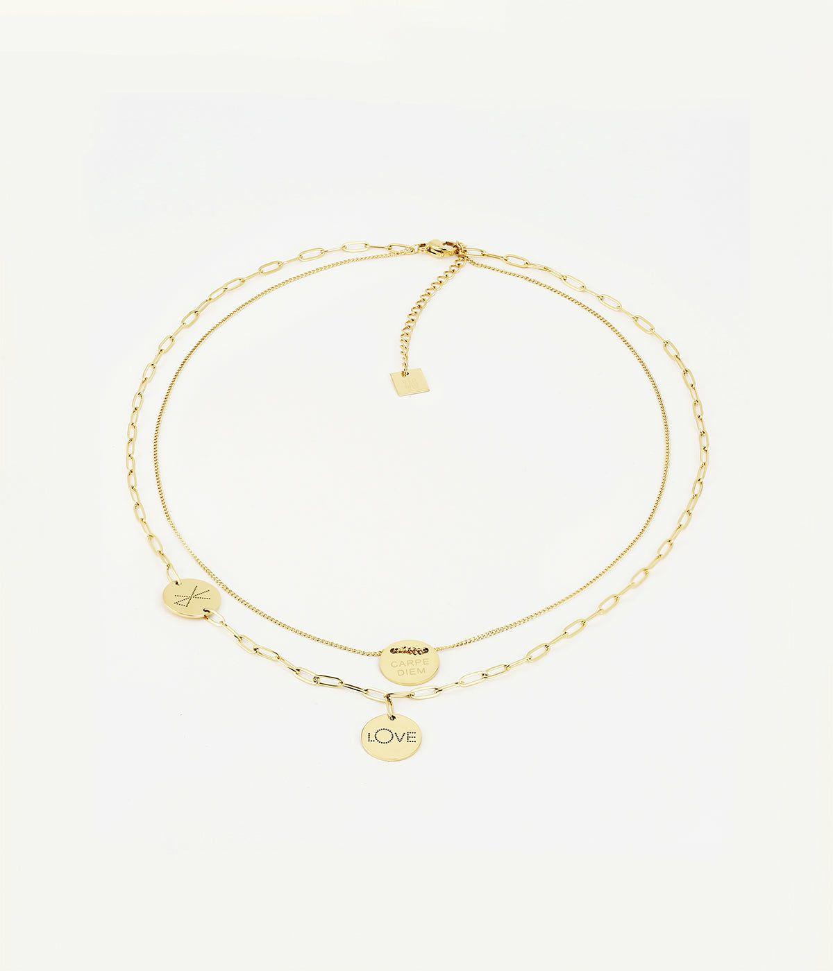 Colliers Multi-Rangs | Collier Multi Charm Love – Acier doré – Femme Colliers Colliers Multi-Rangs