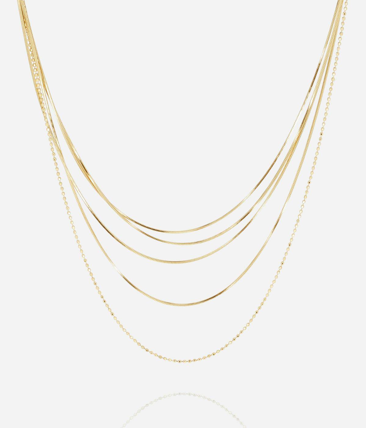 Colliers Multi-Rangs | Collier Pluriel – Acier doré – Femme Colliers Colliers Multi-Rangs