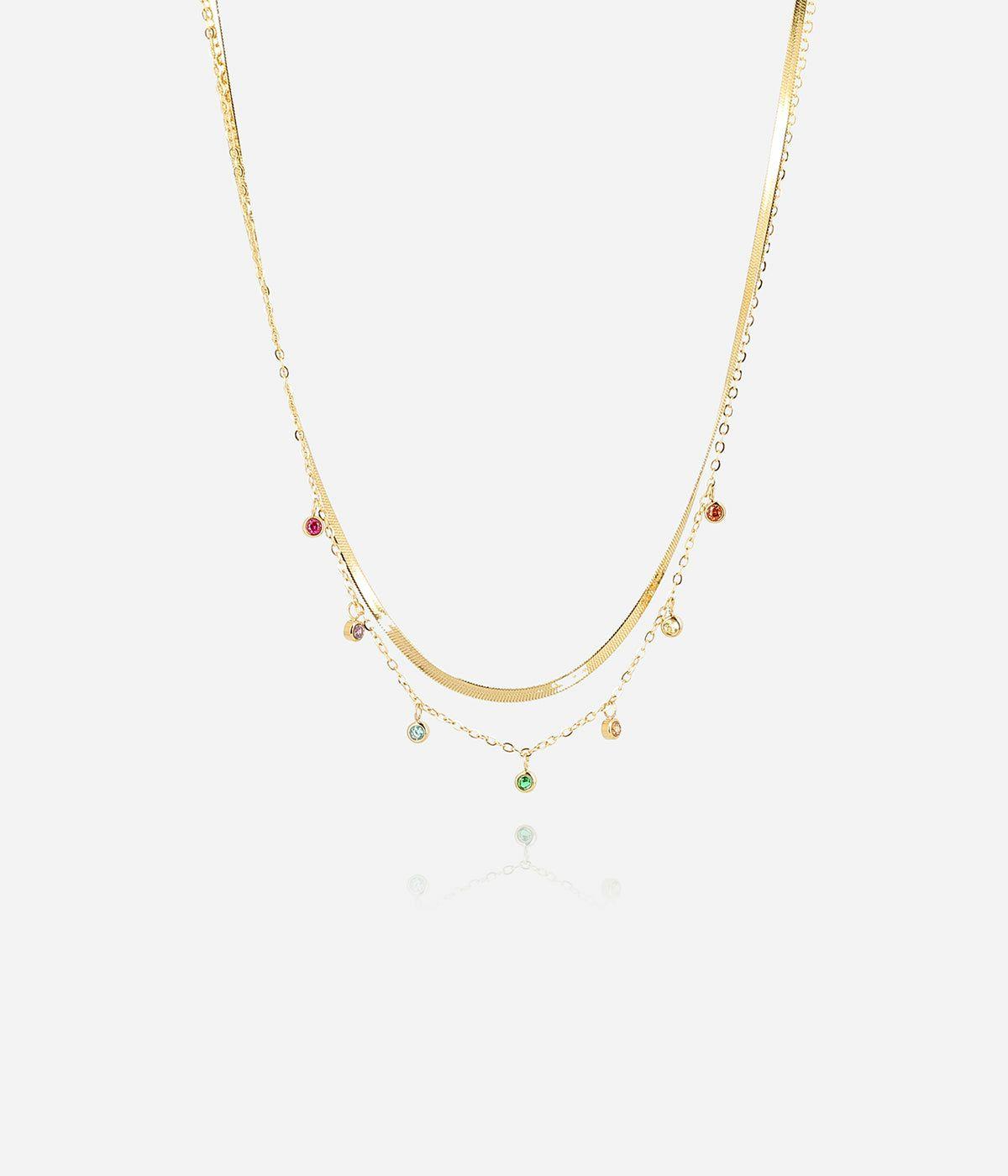 Colliers Multi-Rangs | Collier Sahas – Acier doré – Femme Colliers Colliers Multi-Rangs