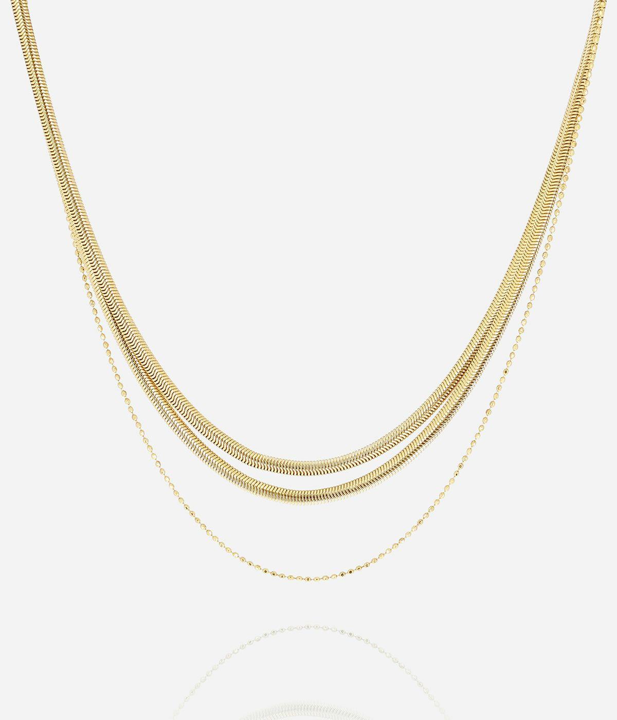 Colliers Multi-Rangs | Collier Tressé – Acier doré – Femme Colliers Colliers Multi-Rangs