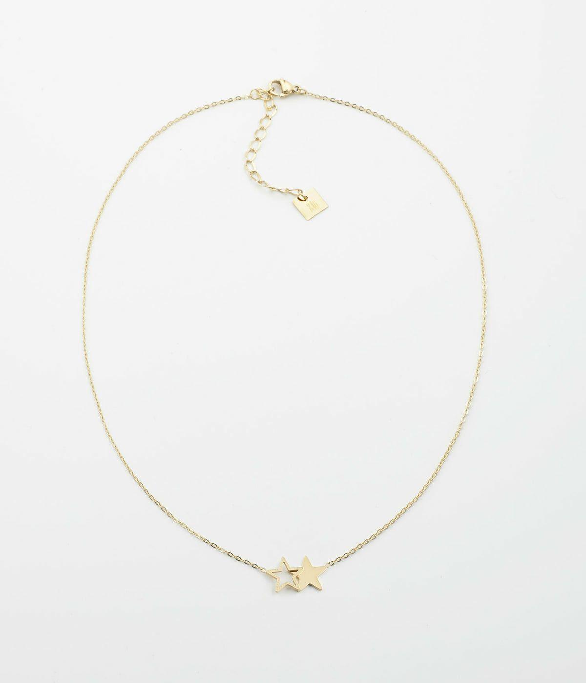 Colliers Ras de Cou | Collier Double star – Acier doré – Femme Colliers Colliers Ras de Cou