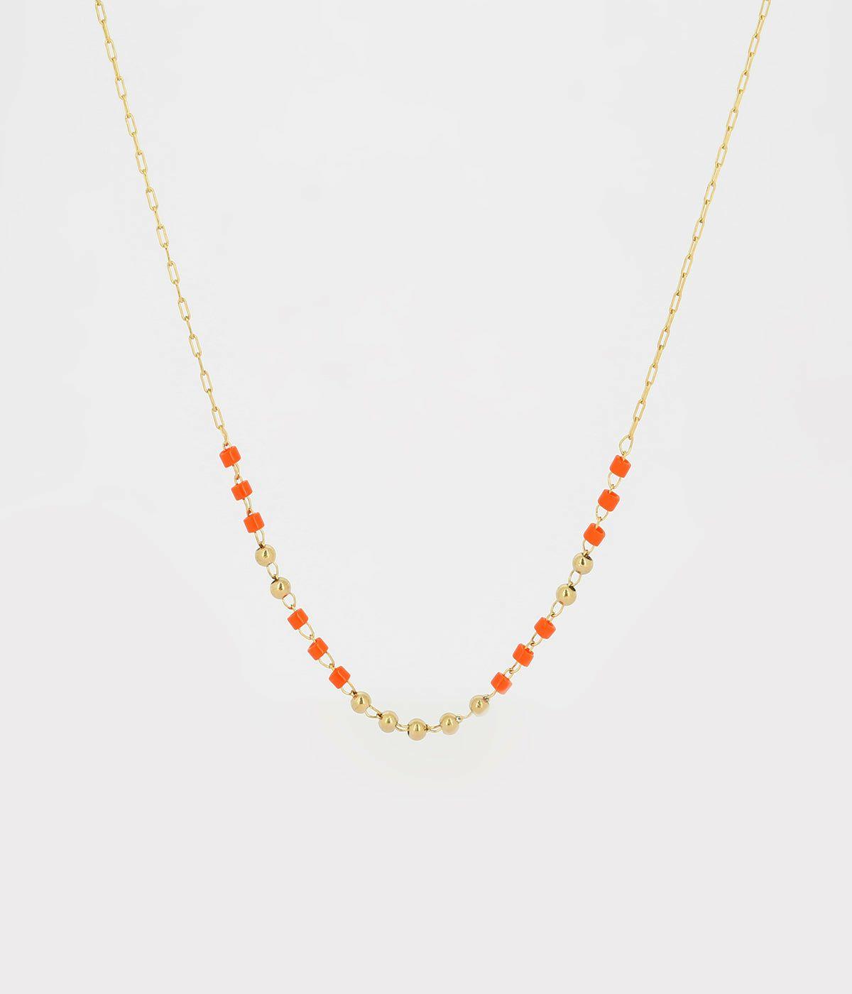 Colliers Ras de Cou | Collier Prudence – Acier doré / Corail – Femme Colliers Colliers Ras de Cou