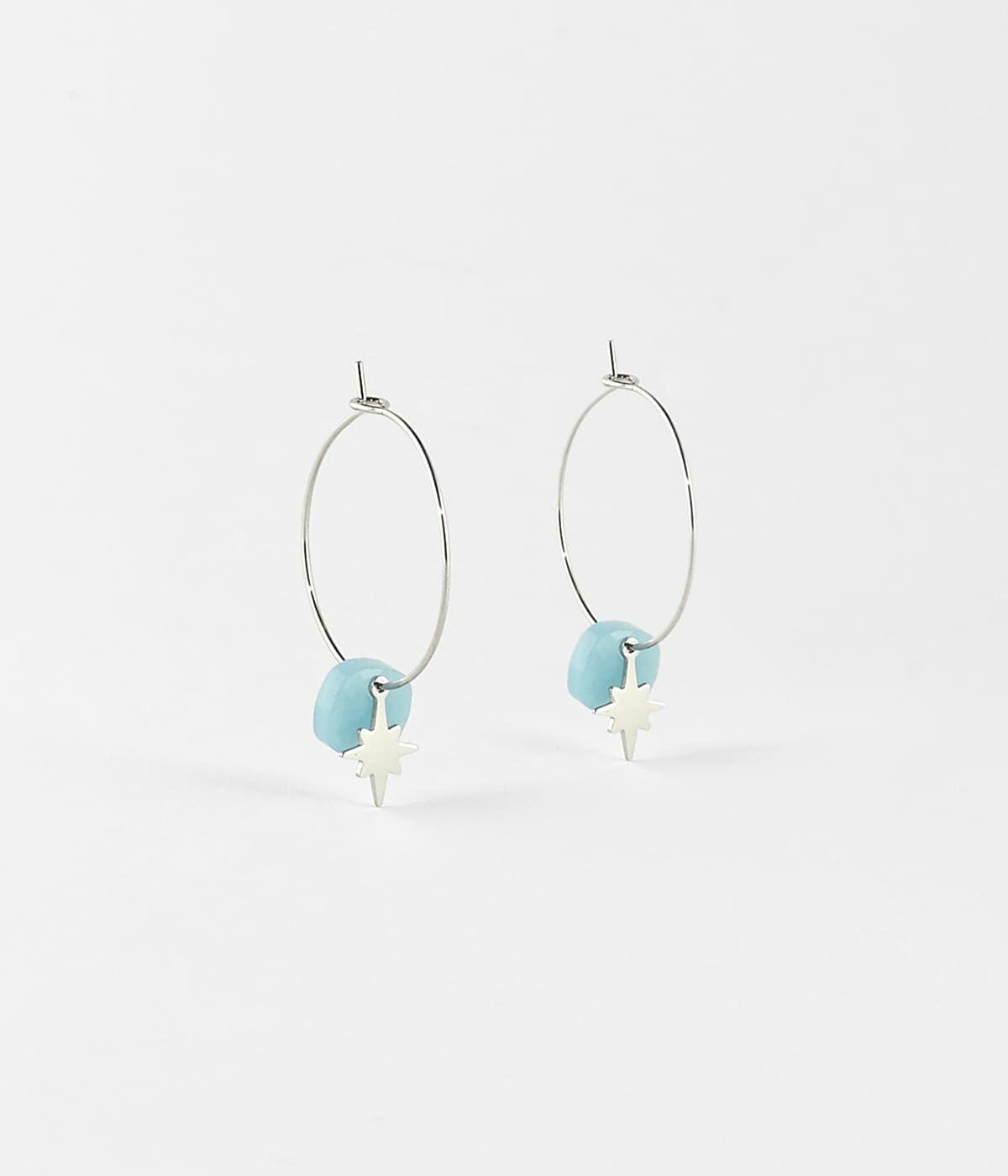 Créoles | Boucles d’oreilles Manuréva – Acier / Amazonite – Femme Boucles D'oreilles Créoles