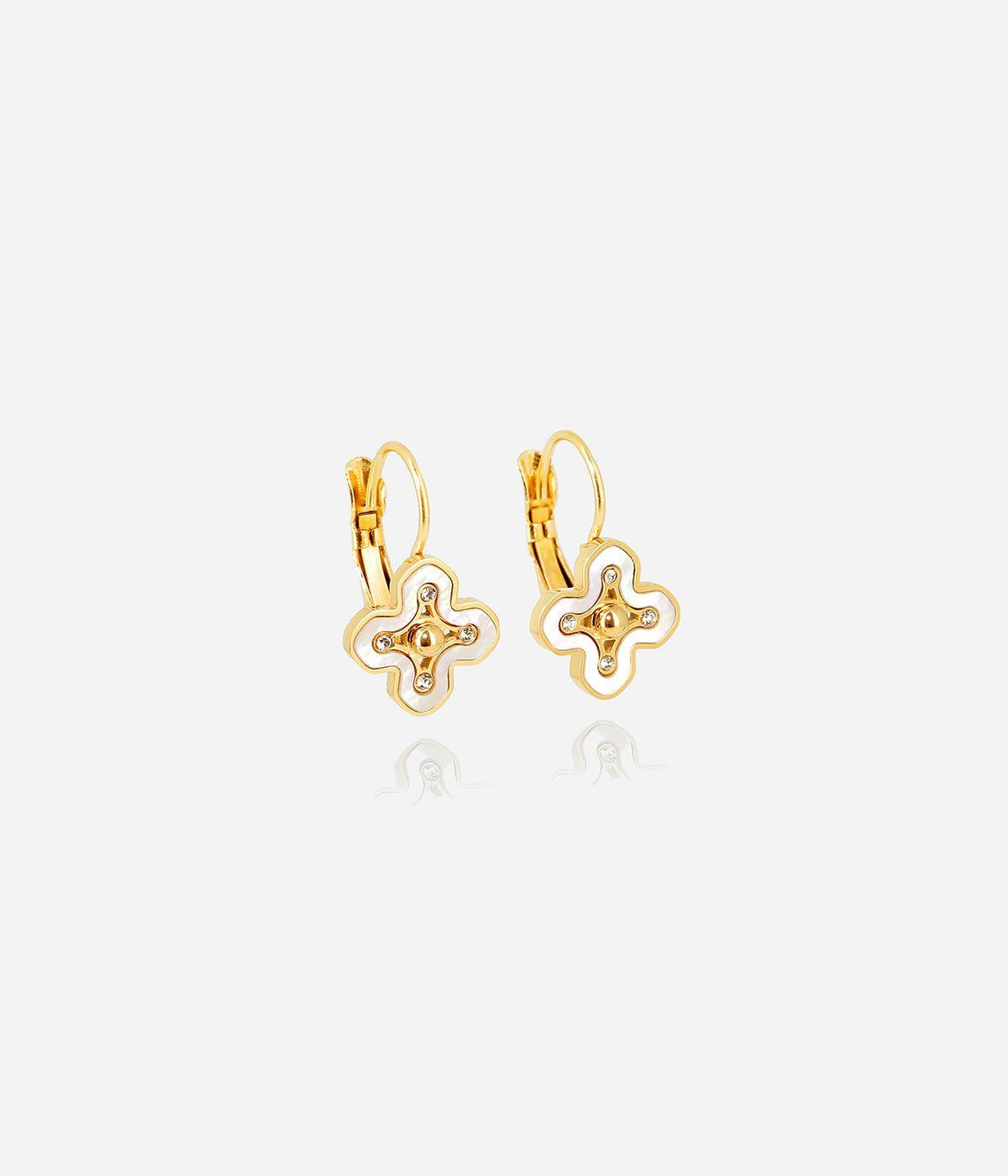 Dormeuses | Boucles d’oreilles Latini – Acier doré / Nacre – Femme Boucles D'oreilles Dormeuses