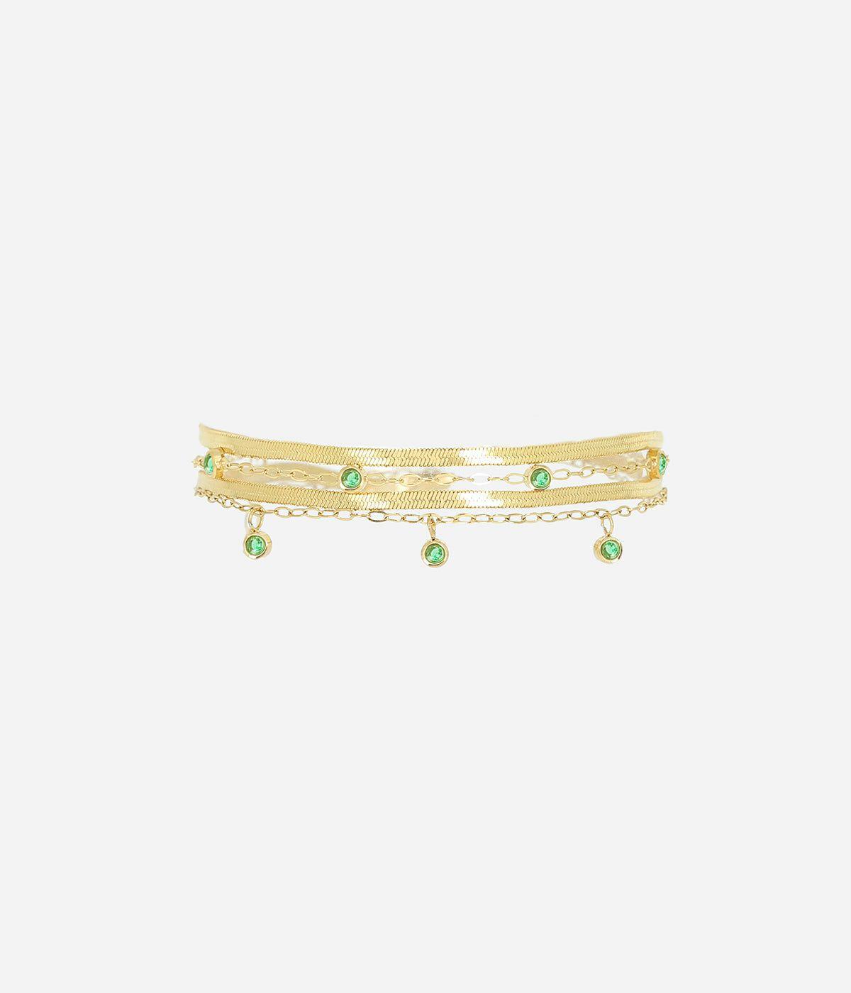 Bracelets Multi-rangs | Bracelet Virtuose – Acier doré / Vert – Femme Bracelets Bracelets Multi-rangs